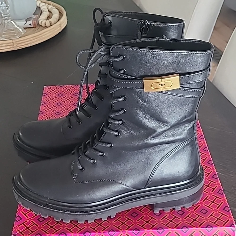 Tory Burch T Hardware Combat Boots